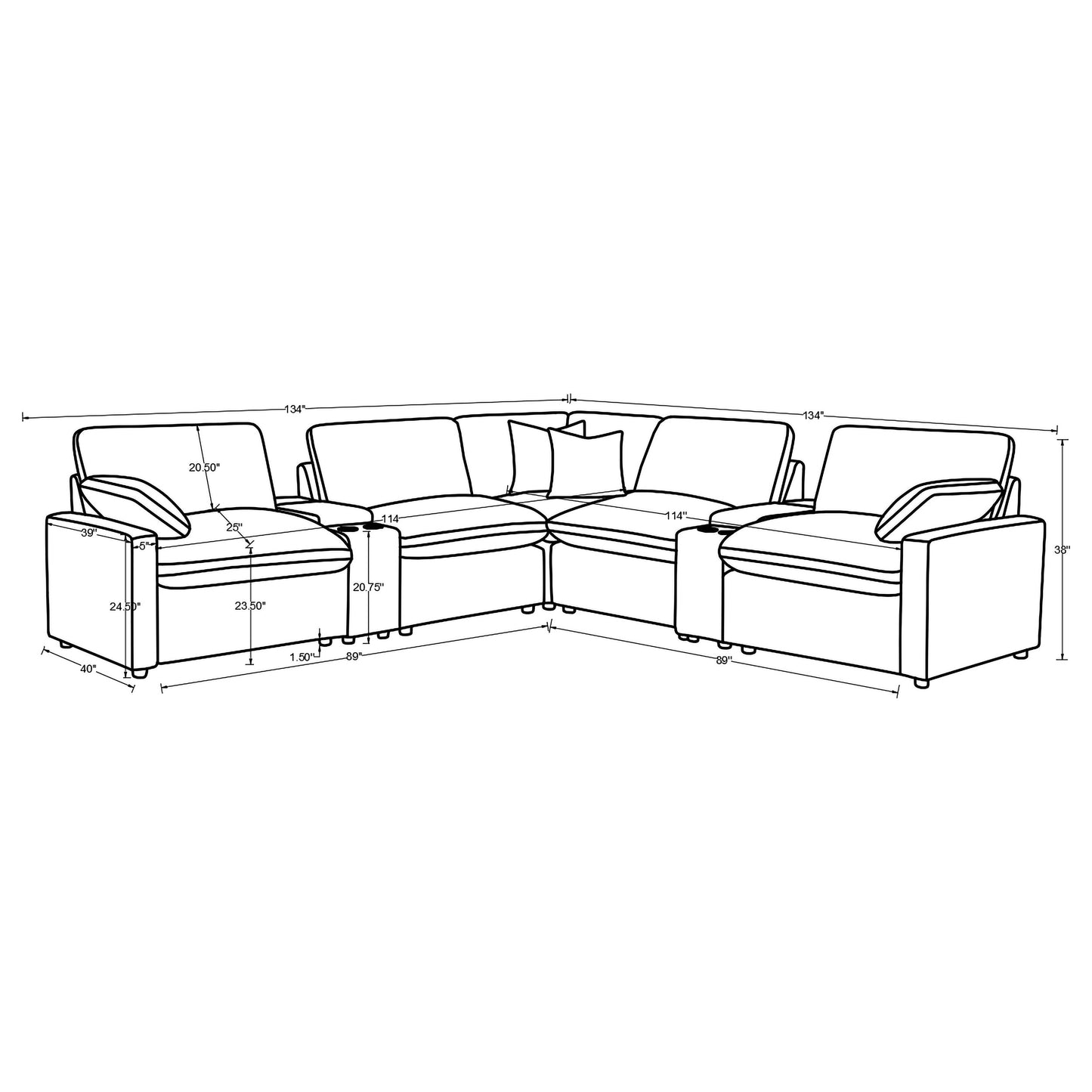 Collins 7-piece Modular Power Reclining Sectional Chocolate Brown