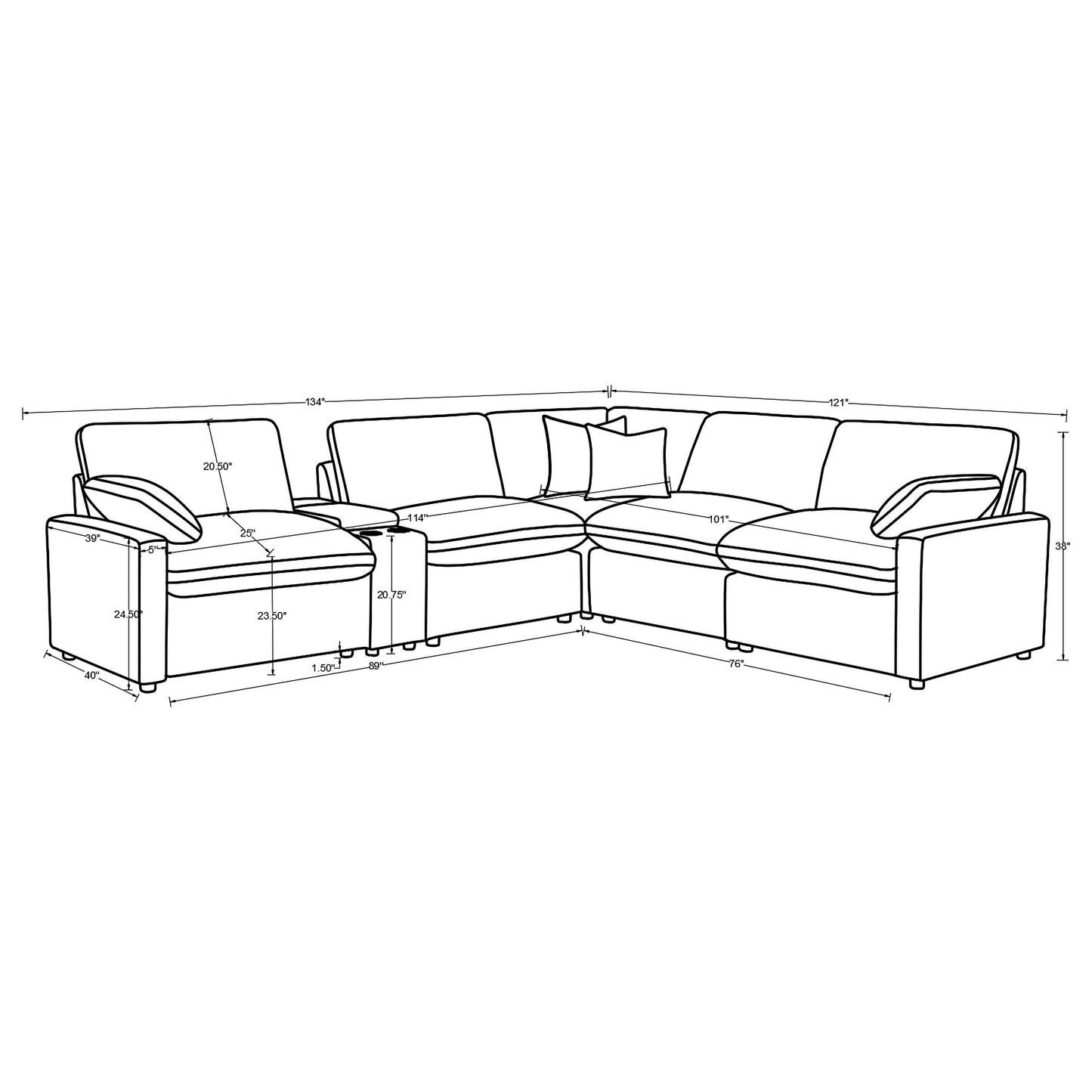 Collins 6-piece Modular Power Reclining Sectional Black