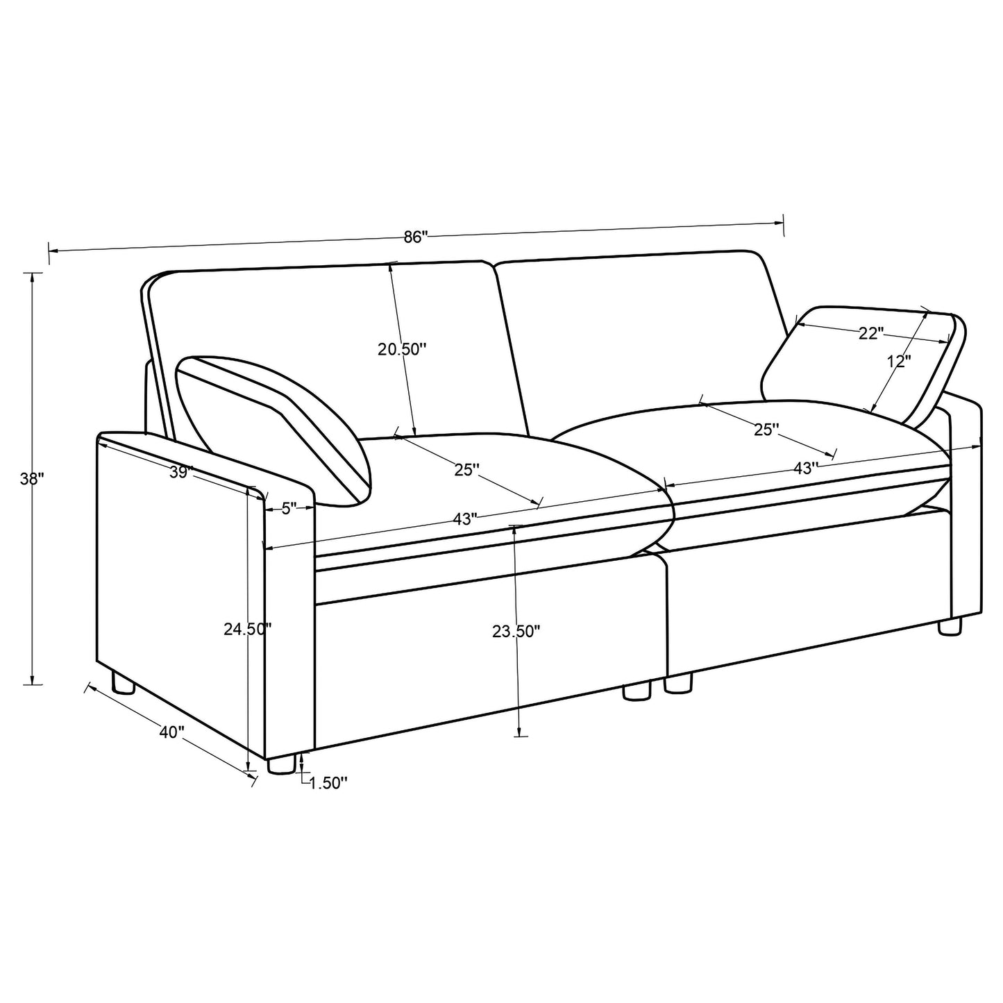 Collins Modular Power Loveseat Black
