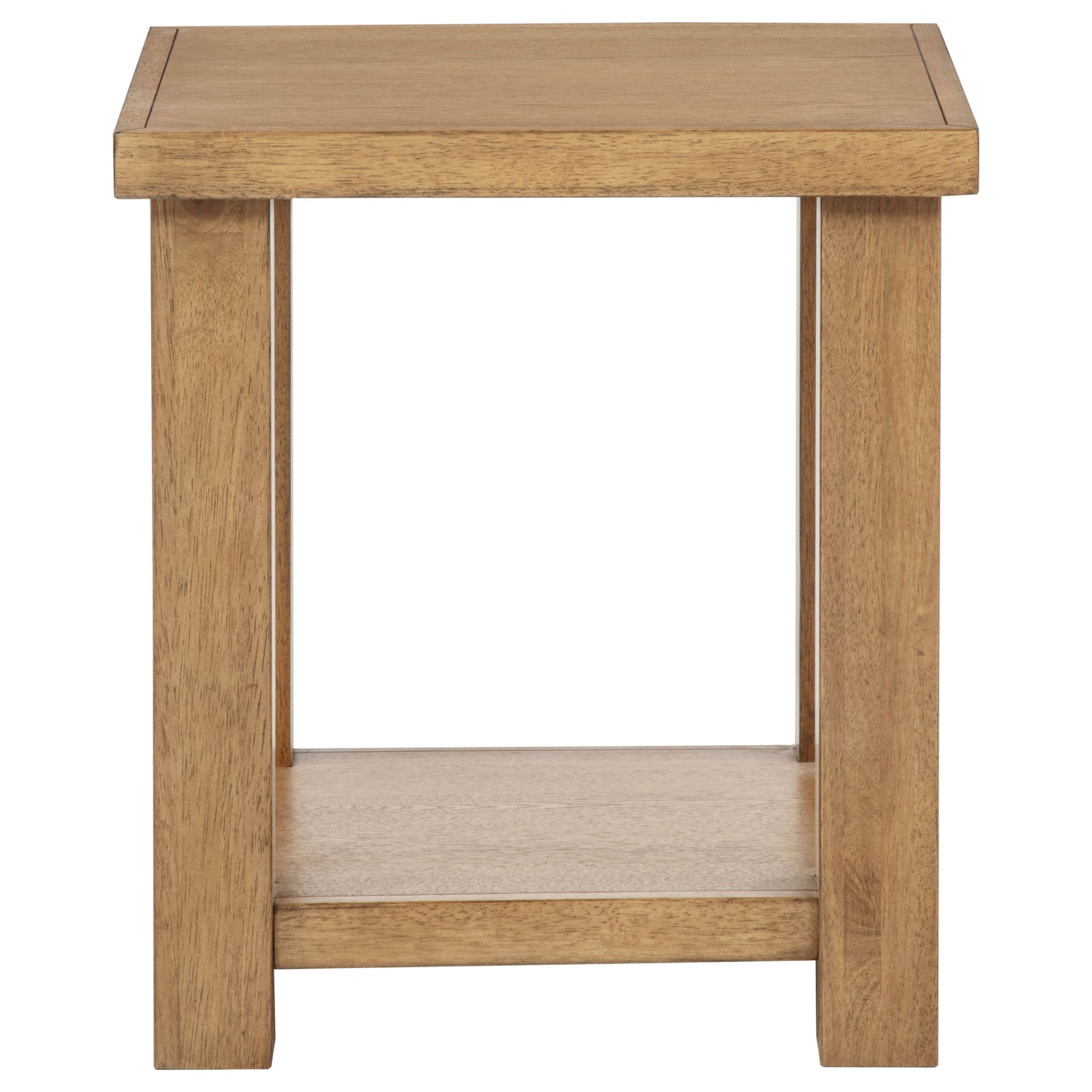 Beasley Square Wood End Side Table With Shelf Golden Oak