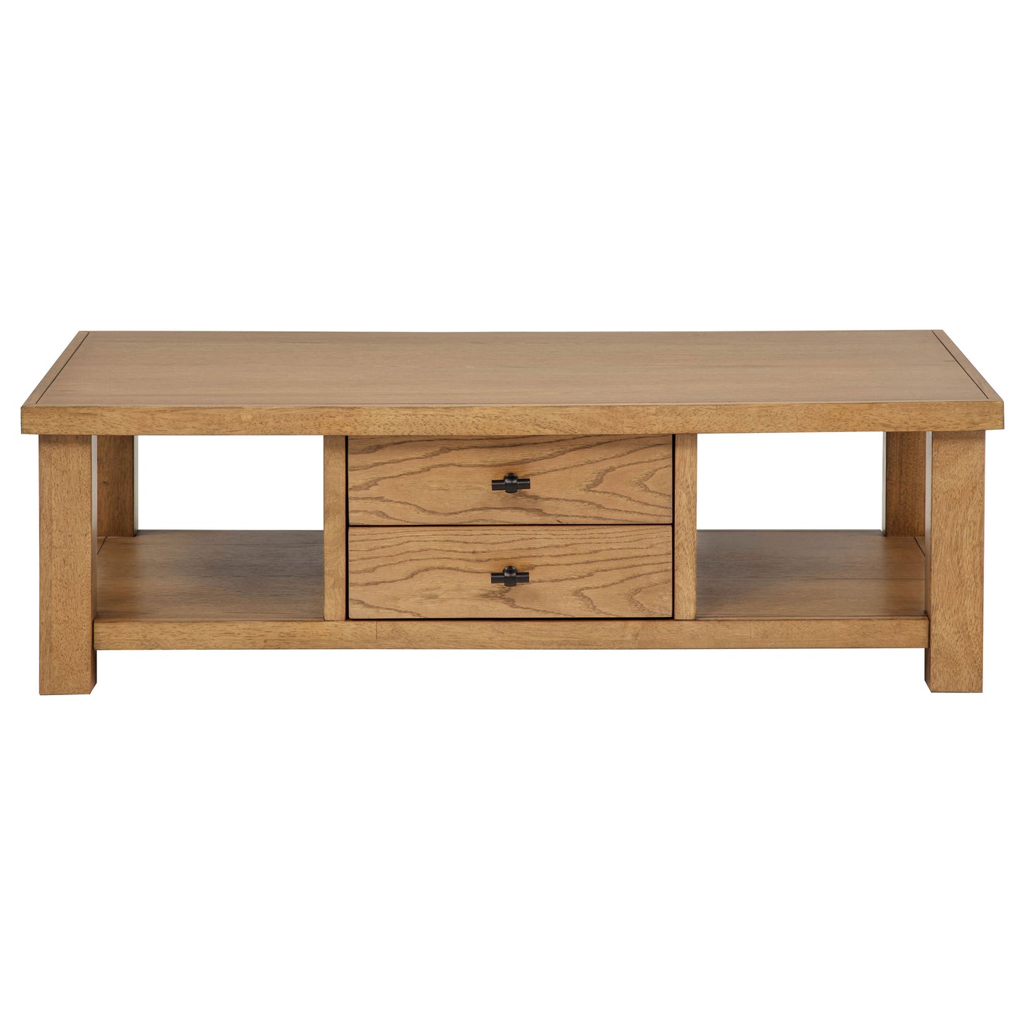 Beasley 2-Drawer Wood Coffee Table Golden Oak