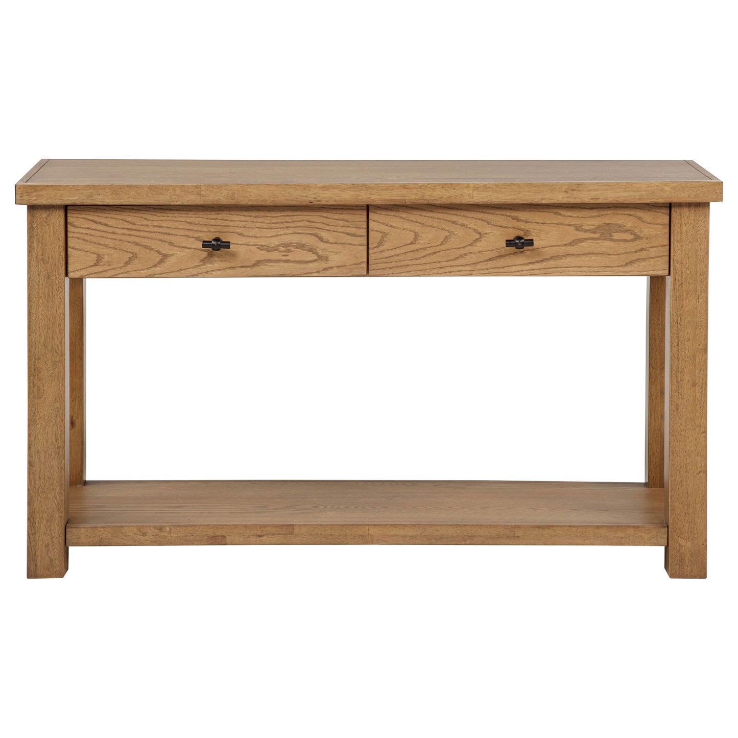 Beasley 2-Drawer Wood Console Table Golden Oak
