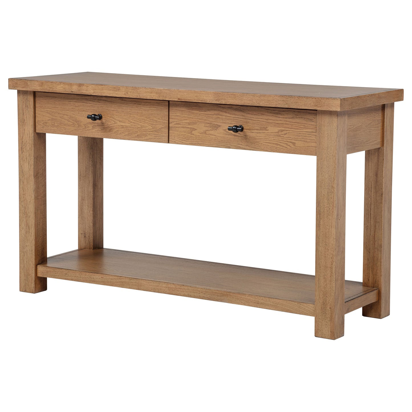 Beasley 2-Drawer Wood Console Table Golden Oak