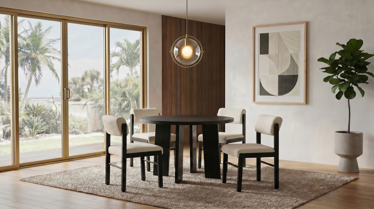 Kehoe Upholstered Dining Side Chair Cream and Black (Set of 2)