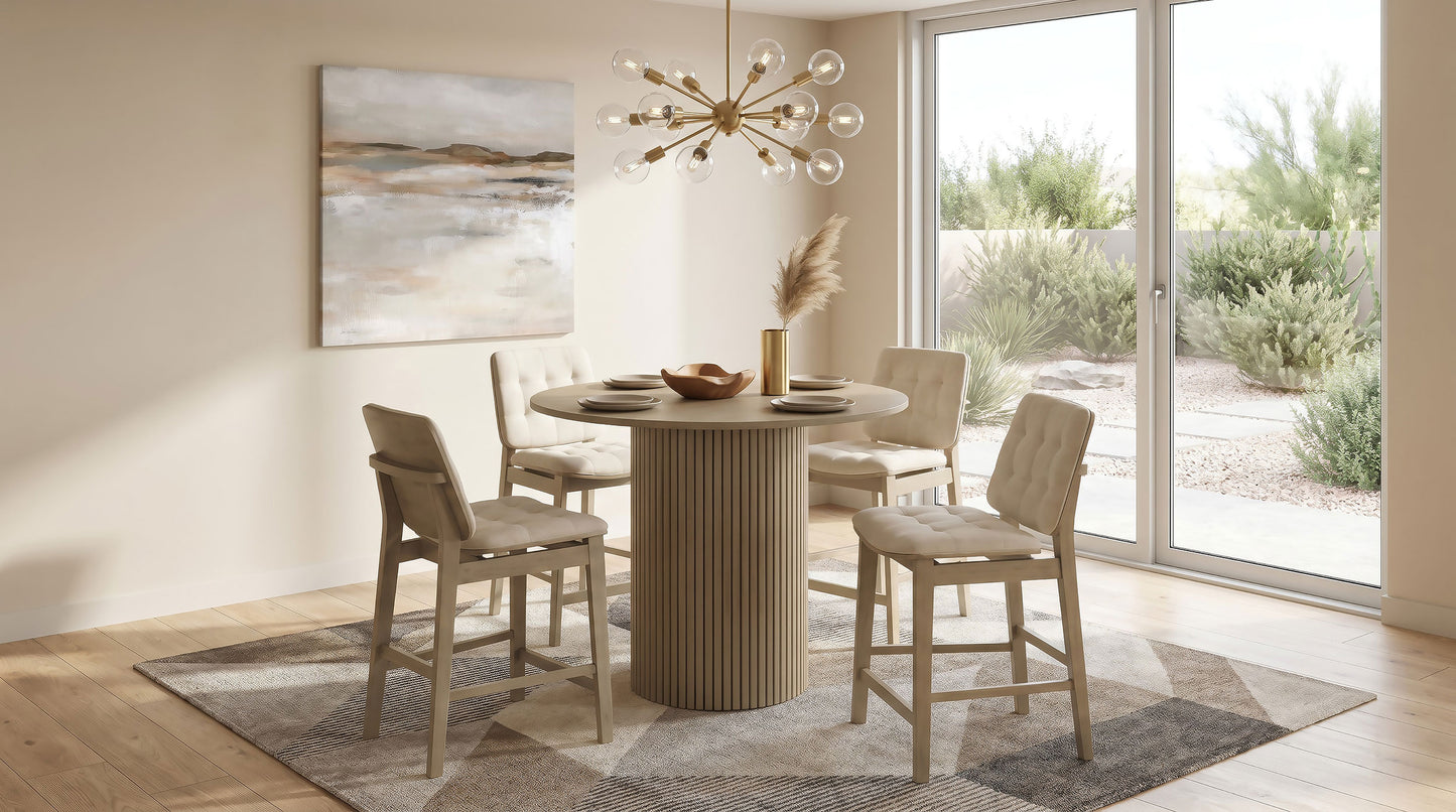 Hamlyn 43-inch Round Wood Counter Height Dining Table Natural Oak