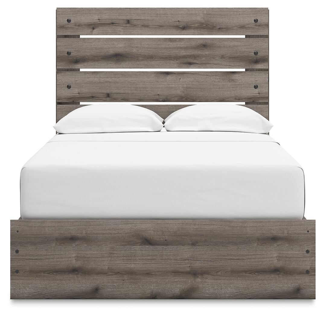 Graystorm Full Panel Bed with Storage, Dresser, Mirror and Nightstand