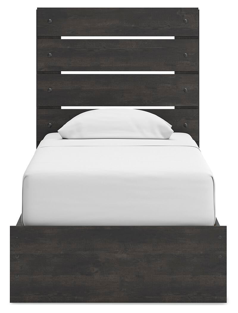 Hollivern Twin Panel Bed with Storage, Dresser, Mirror and Nightstand