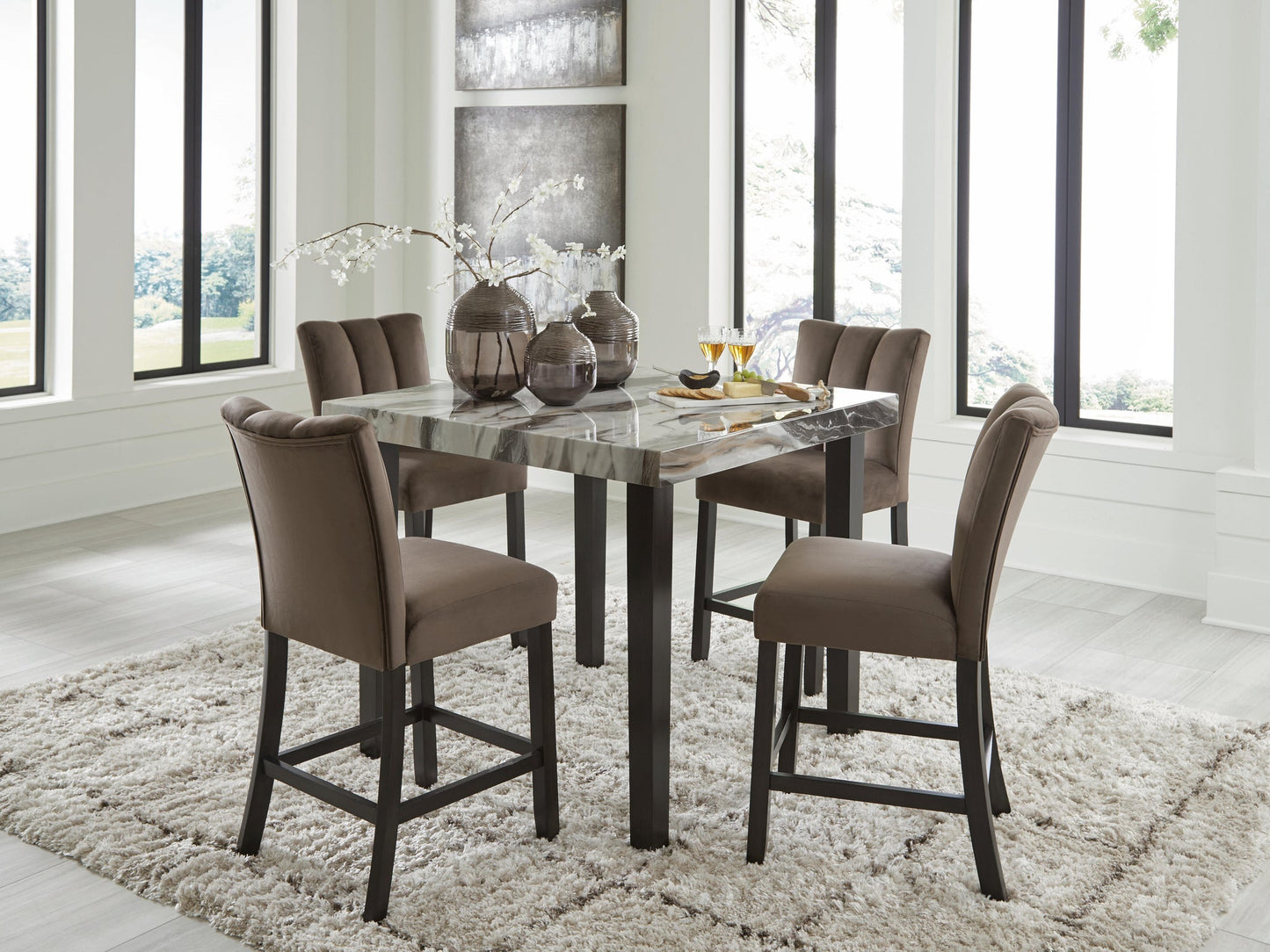 Jeshina Counter Height Dining Table and 4 Barstools