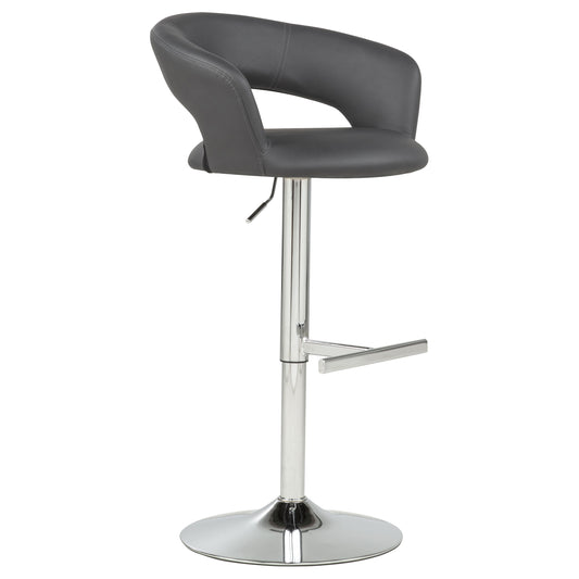 Travia Adjustable Leatherette Swivel Bar Stool Grey and Chrome
