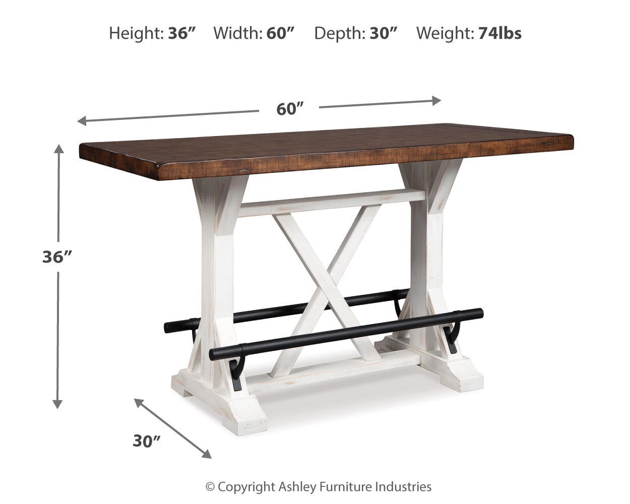 Valebeck RECT Dining Room Counter Table