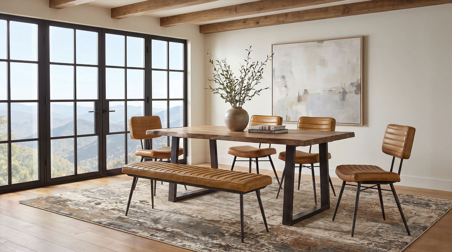 Misty Leather Upholstered Dining Side Chair Camel (Set of 2)