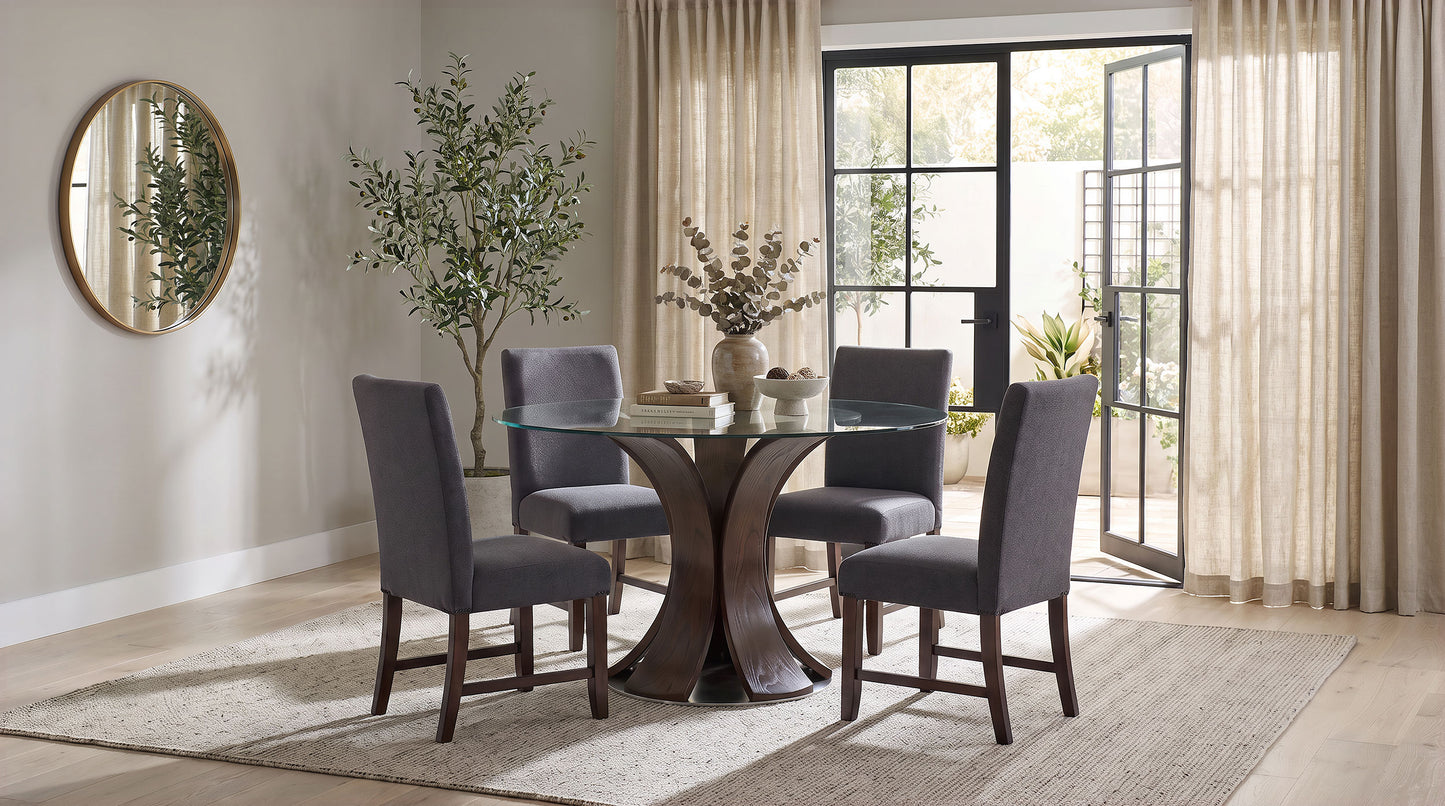 Naser Parsons Dining Side Chair Grey and Dark Walnut (Set of 2)