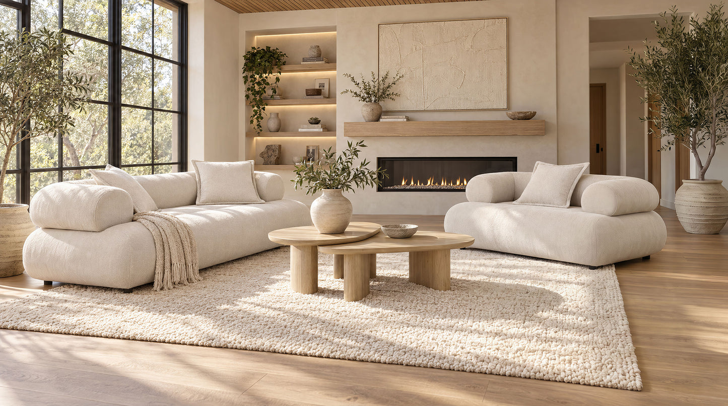 Eskola Chenille Accent Chair with Rounded Shelter Arms Ivory