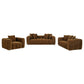 Lazaro 3-piece Fabric Upholstered Wide Channel Sofa Set Bronze