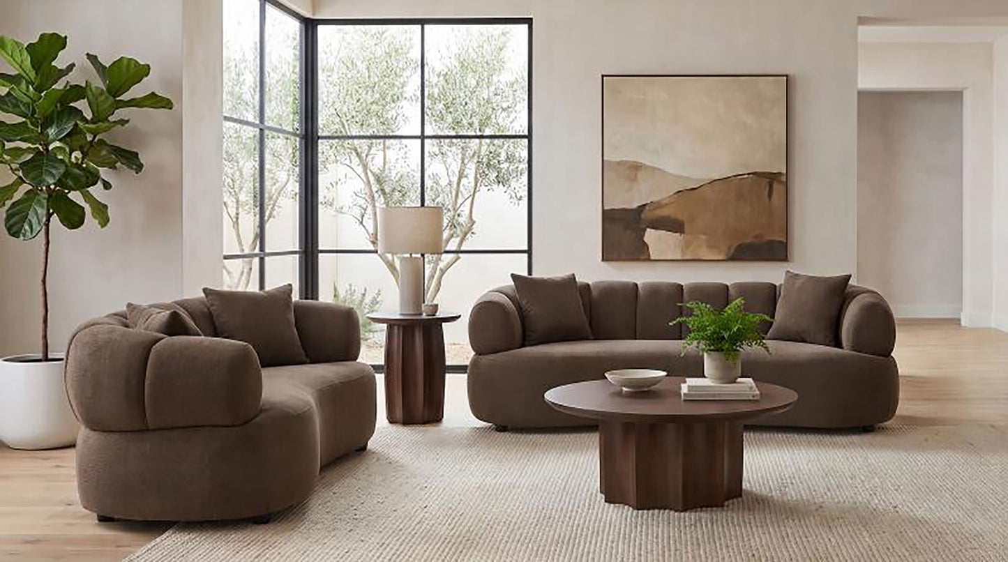 Casarin Fabric Channel-Back Sofa Brown