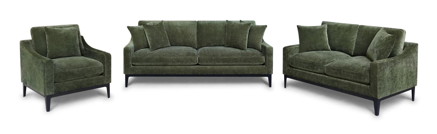 Duarte 3-Piece Sofa Loveseat Chair Set with Reversible Cushions Dark Moss