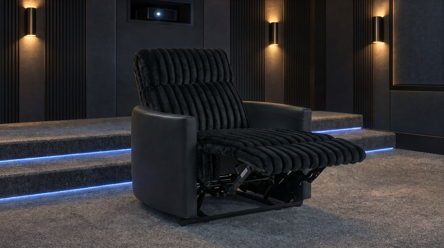 Madden Corduroy Upholstered Track Arm Manual Recliner Black