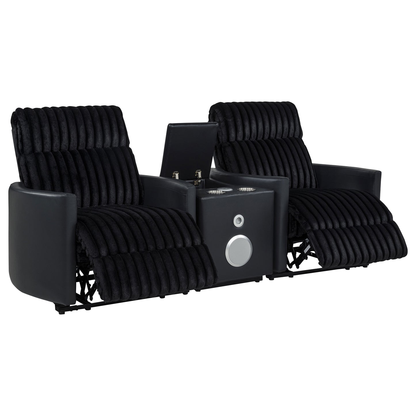 Madden 3-piece Corduroy Upholstered Manual Theater Seating Black