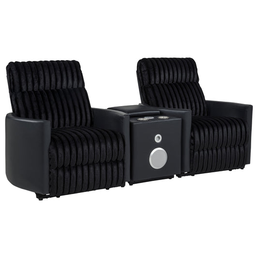 Madden 3-piece Corduroy Upholstered Manual Theater Seating Black