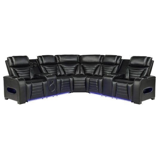 Zuma 3-Piece Dual Power Faux Leather Reclining Sectional Sofa Black